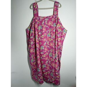 Dreams & Co Sleepwear Pajama Dress Womens Plus Size Pink Floral Midi Size 5X